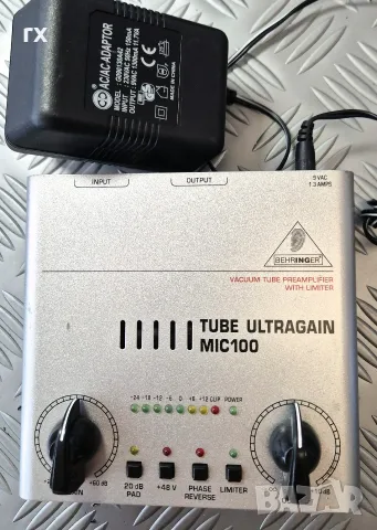 Лампов предусилвател Behringer Tube Ultragain MIC100 (с адаптер), снимка 2 - Микрофони - 55587931