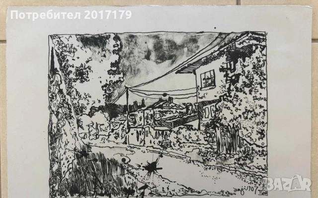 стари къщи графика 2007г, снимка 2 - Картини - 54987882