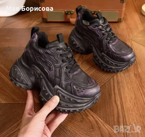 Сникърси на супер платформа естествена кожа, снимка 2 - Маратонки - 54082264