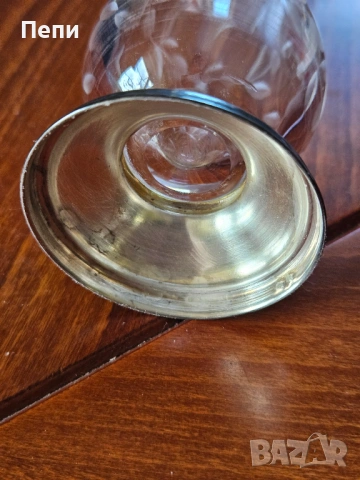 Кристална ваза със сребърна основа, снимка 2 - Вази - 54102675