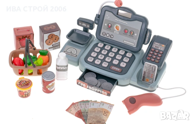 Детски касов апарат с кошница и аксесоари | Магазин играчка | PraktiHome, снимка 2 - Играчки за стая - 54240202