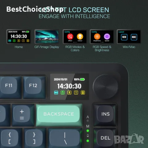 механична геймърска клавиатура Redragon Behemoth Pro K724GBG-RGB-PRO., снимка 8 - Клавиатури и мишки - 55317620