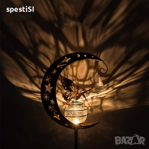 Соларна лампа за градина Фея на луна със стъклена сфера - КОД 4980, снимка 4 - Градински мебели, декорация  - 53954692