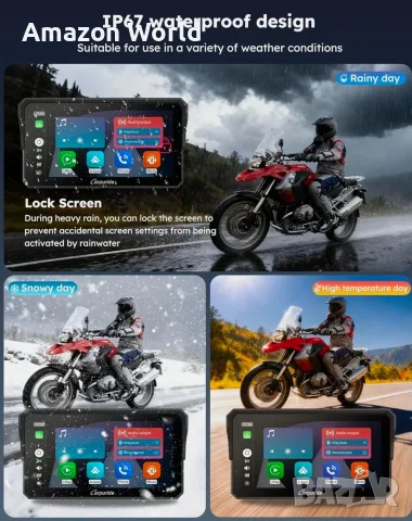Навигация и Carplay за мотор! Carpuride W602BS Pro 6” Waterproof Motorcycle GPS Navigation Screen , снимка 11 - Мотоциклети и мототехника - 55350695