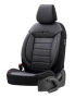 Луксозна тапицерия OTOM текстил с еко кожа COMFORT LINE Design – Черна с черен шев, снимка 2