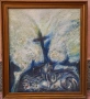 Абстрактна картина  с маслени бои на худ . Венцислав Антонов (1942-2024)., снимка 1