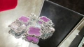 Van Cleef & Arpels VCA 5 Motifs Silver Purple Chalcedony Clear Vintage Alhambra Дамска Гривна, снимка 4