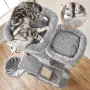 Драскалка за котки Light Gray 206 см – XXL катерушка с 2 къщички, хамак и площадки, снимка 2