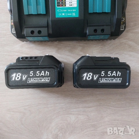 Комплект Двойно Бързо Зарядно DC18RD + 2 бр. Усилени Батерии 18V 5.5Ah (Съвместими с Makita LXT), снимка 3 - Други инструменти - 55278272