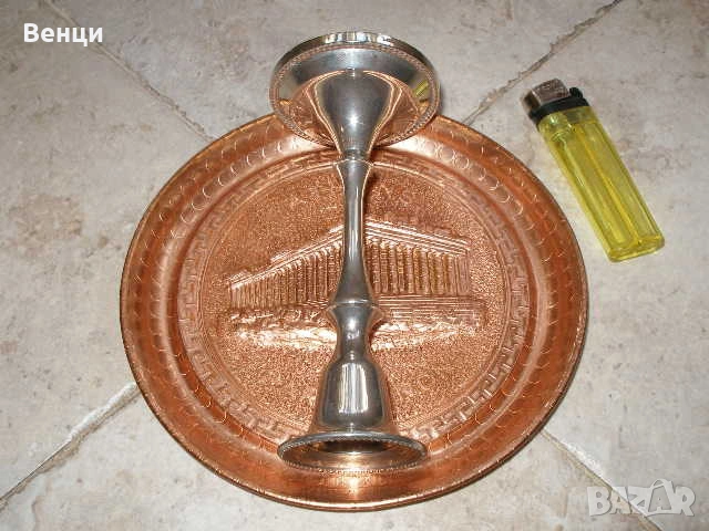 Чиния/Пано Свещник, снимка 3 - Антикварни и старинни предмети - 55228855