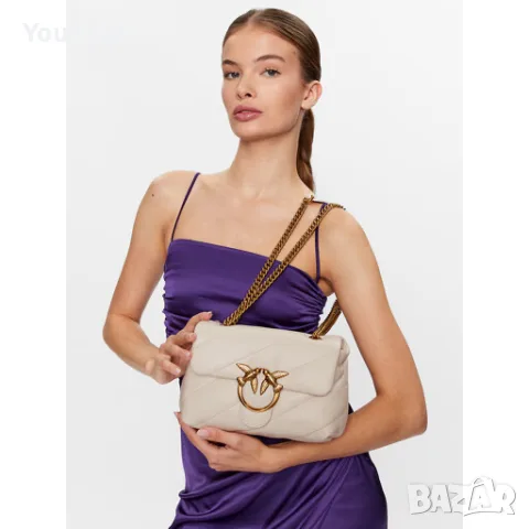 Дамска чанта PINKO Love Mini Puff в бял цвят, снимка 7 - Чанти - 55407776