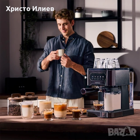 Еспресо кафемашина с кана за мляко тъч дисплей Cecotec Power Espresso 20 Coldbrew Latte plus, снимка 10 - Кафемашини - 55087145