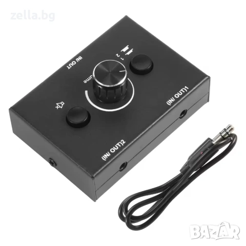 HiFi стерео аудио превключвател 2x1/1x2 – RCA & 3.5 мм жак суичър с Mute бутон за PC и аудио 10472, снимка 7 - Друга електроника - 54703818