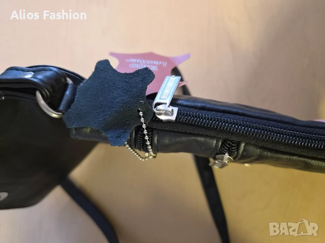 Чисто нова мъжка чанта от естествена кожа (100% Leather) – черна, с много отделения , снимка 5 - Чанти - 55116295
