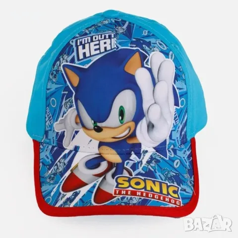 Детска памучна шапка за момче с принт sonic синя_1261375, снимка 2 - Други - 55359890