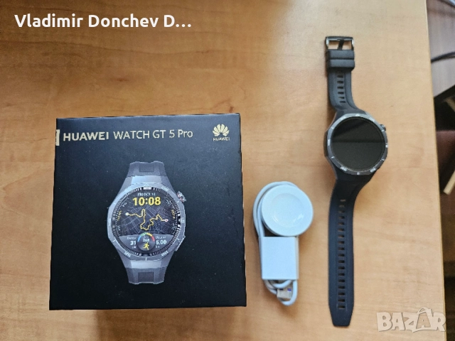 Huawei Watch GT 5 Pro (46mm, Black) - Титаниев корпус, състояние като нов, снимка 2 - Смарт гривни - 54890847