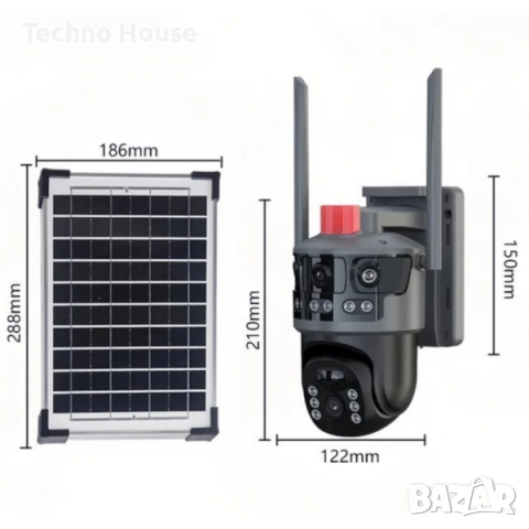 Соларна Wi-fi камера с панорамен изглед 12 MP, IP65, 8W Соларен Панел, снимка 4 - Комплекти за видеонаблюдение - 54279188