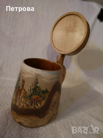 Дървена, ръчно рисувана халба. , снимка 6 - Декорация за дома - 54010106