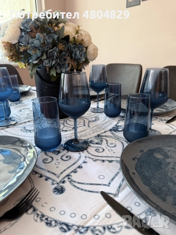 Стъклени чаши за вино 490 мл, 10броя, Matte Blue, 10броя за вода/безалкохолно, снимка 3 - Чаши - 55604761
