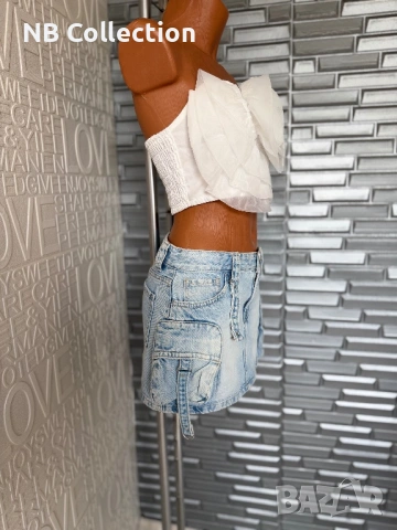 Bershka дамска къса дънкова пола , снимка 11 - Поли - 51134022