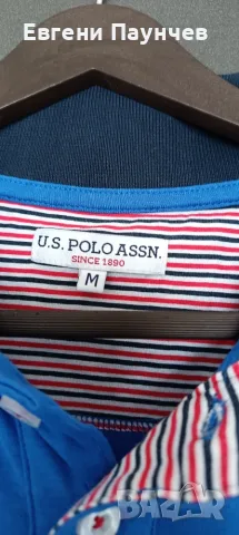 U.S.Polo ASSN. Размер М Мъжка поло тениска в синьо отлично състояние , снимка 4 - Тениски - 55414286