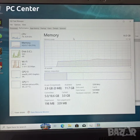 Геймърски лаптоп i7 11800H, RTX 3050 Ti 4GB, 16GB ram, снимка 7 - Геймърски - 53390127