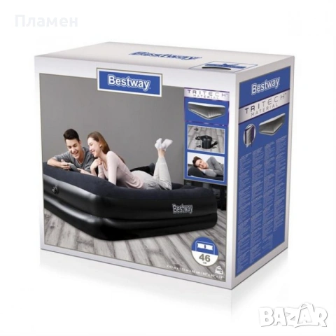 НАДУВАЕМ двоен ДЮШЕК легло, матрак спалня Bestway® Tritech  с ел.помпа 220 V 203 cm x 152 cm x 46 cm, снимка 11 - Спални и легла - 13694113