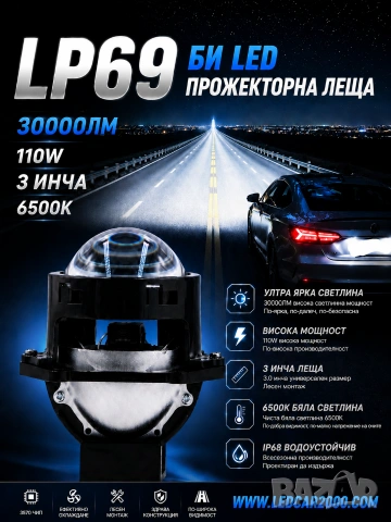 Bi-LED лупи за вграждане 3.0 inc 30 000 lum.+ Laser osram 12-24v.