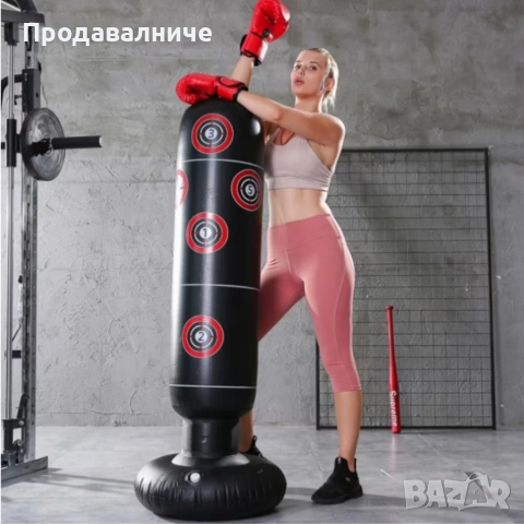 Надуваема боксова круша 160 см с ръкавици и помпа - Боксов чувал за тренировки и антистрес, снимка 3 - Бокс - 54712363