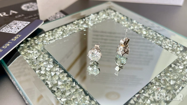 Сребърни обеци с Moissanite – 2.0ct общо, с GRA сертификат, снимка 2 - Обеци - 54343297