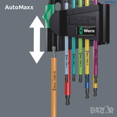 WERA Комплект 967/9 TORX BO имбусни ключове Multicolour - 9 броя , снимка 5 - Отвертки - 54065194