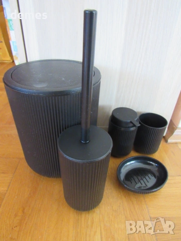 Комплект за баня от 5 части ,черен, снимка 5 - Органайзери - 54185025