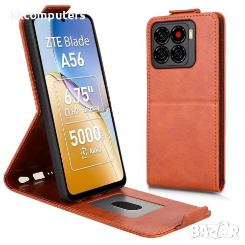 ZTE Blade A56 калъф – вертикален флип, магнитна закопчалка, подставка, слот за карти, 4 цвята, снимка 4 - Калъфи, кейсове - 54639881