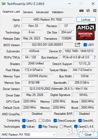 Продавам AMD Radeon™ RX 7600 Challenger 8GB OC, снимка 3 - Видеокарти - 55360209