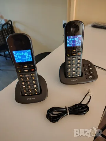 Безжични Стационарни Телефони Philips XL495 Duo, снимка 2 - Стационарни телефони и факсове - 55434974