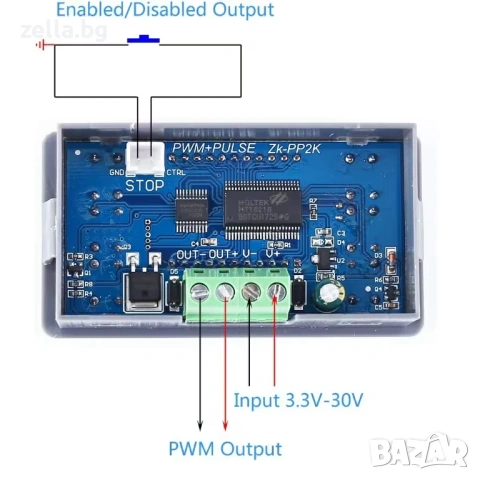 PWM регулатор 5V–24V 8A – Генератор на сигнали 1Hz–150KHz, таймер и управление на DC двигатели 10297, снимка 4 - Друга електроника - 54663152