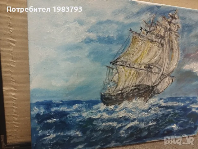 Морска картина-масло., снимка 2 - Декорация за дома - 55431236