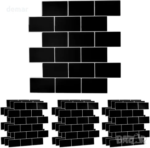 3D стикери за плочки, 30,5 см x 30,5 см, 10 броя самозалепващи се стенни плочки