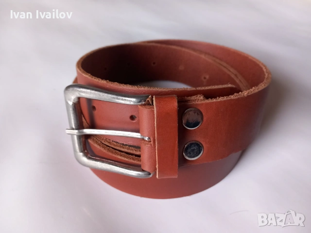 Мъжки колан от естествена кожа (Телешки бланк) – Цвят Коняк / 135 см