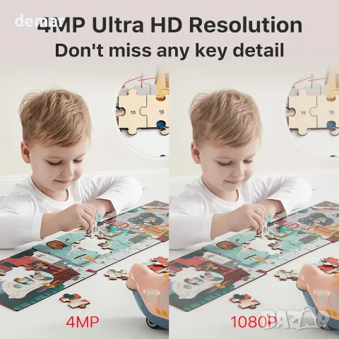 JUOVI 4MP Вътрешна охранителна камера с 2.4/5 GHz WiFi, нощно виждане, двупосочно аудио, снимка 3 - IP камери - 55555326