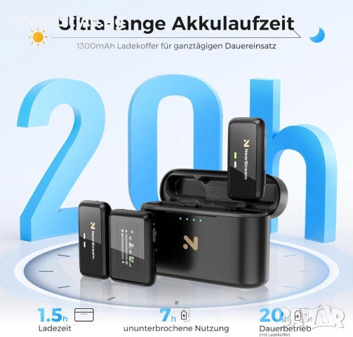 NearStream AW-AWM20T Безжична микрофонна система Lavalier 2TX 1RX 2.4GHz USB C микрофон за камера, снимка 6 - Друга електроника - 55176790
