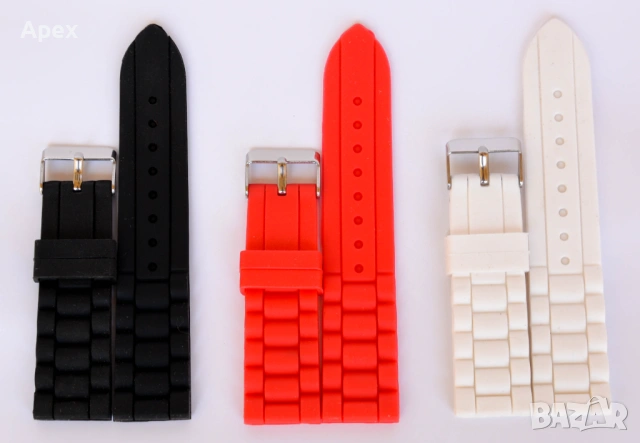 Силиконова Каишка за Часовник. Гумени Силиконови Каишки за Часовници 12 18 20 22 24мм Бяла Черна