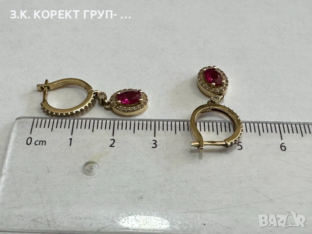 Златни дамски обеци 14K – 3,74гр, снимка 4 - Обеци - 55101530