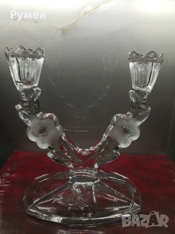 Винтидж кристален свещник , снимка 12 - Декорация за дома - 54234209