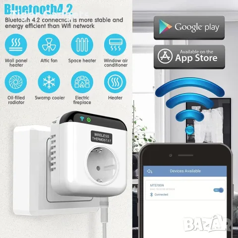 Интелигентен WiFi контакт с термостат и температурен датчик 15A, Smart Life, Alexa, Google, снимка 3 - Друга електроника - 55573138