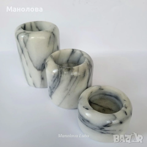 Комплект от три мраморни свещника (за чаени свещи)., снимка 2 - Други ценни предмети - 54546440