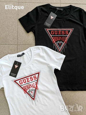 Памучни дамски тениски Tommy Hilfiger и Guess Originals, снимка 3 - Тениски - 54599556