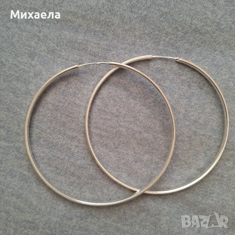 Сребърни обеци халки 7см. (ширина 3мм), снимка 3 - Обеци - 55507880