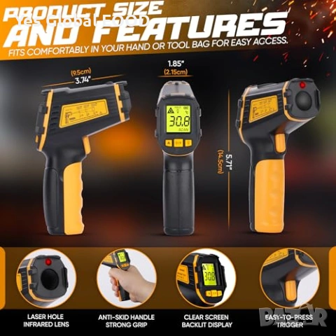 IR термометър -50°C до 600°C лазерен, снимка 4 - Други инструменти - 53983276
