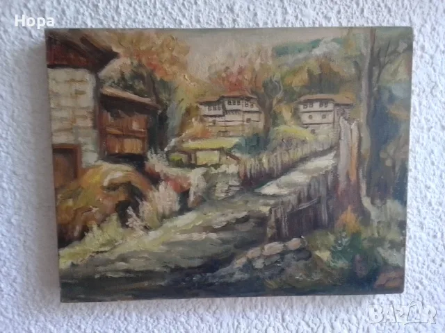 Картина ,,Българско село '', снимка 2 - Картини - 23989245